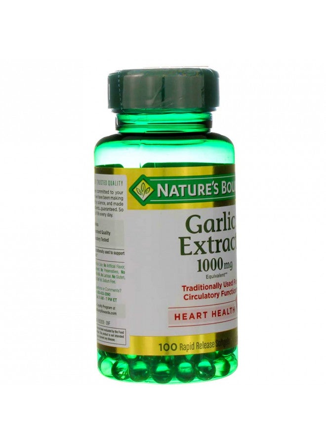 Nature's Bounty Garlic Extract 1000 mg Softgels for Cardiovascular Support,100 ea (Pack of 2)