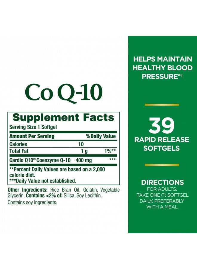 Nature's Bounty CoQ10 , Dietary Supplement, Supports Heart Health, 400mg, 39 Softgels