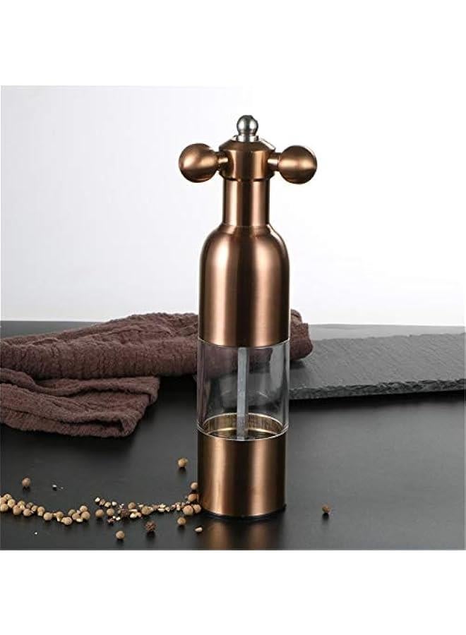 Salt and Pepper Grinder, Manual Stainless Steel Faucet Salt Shakers Mill with Handle, Refillable Adjustable Coarseness, for Home, Restaurant, BBQ,Rose Gold,2PC