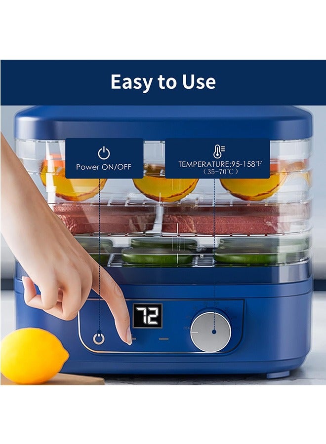 Food Dehydrator, Dehydrator for Food and Jerky, Fruits, Herbs, Veggies, Adjustable Timer and Temperature Control Electric Food Dryer Machine, 5 Stackable Trays
