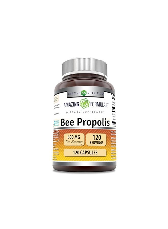 Amazing Formulas Bee Propolis 600 mg 120 Capsules Supplement | Non-GMO | Gluten Free | Made in USA