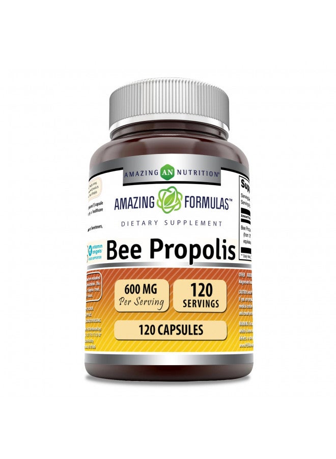 Amazing Formulas Bee Propolis 600 mg 120 Capsules Supplement | Non-GMO | Gluten Free | Made in USA