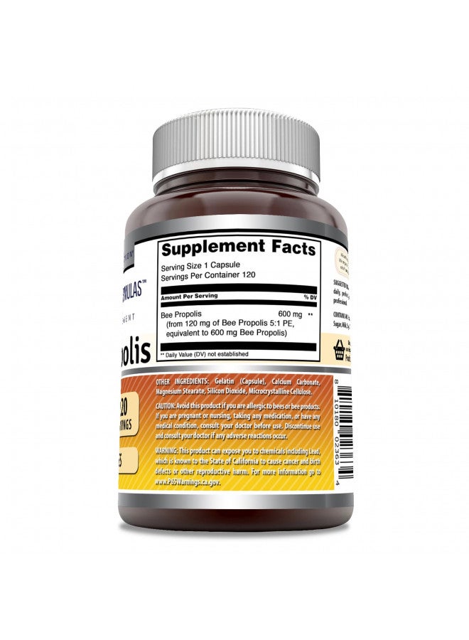 Amazing Formulas Bee Propolis 600 mg 120 Capsules Supplement | Non-GMO | Gluten Free | Made in USA