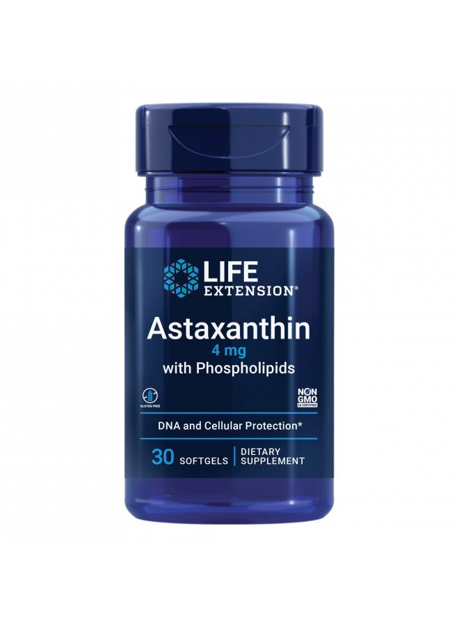 Life Extension Astaxanthin with Phospholipids 4 mg - For Eye & Heart Health + Metabolic & Cardiovascular Health - Supports Inflammatory & Immune Response - Gluten Free, Non-GMO - 30 Softgels