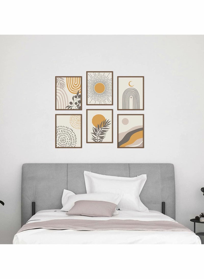 Boho Wall Art Room Decor, Abstract Minimalist Wall Art Posters, Mid Century Modern Prints, Sun Moon Desert Bedroom Decor, Nature Landscape Painting Canvas, No Frame(8x10