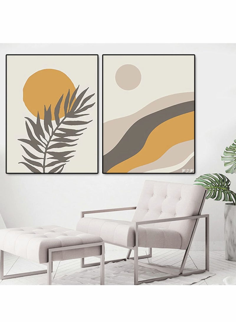 Boho Wall Art Room Decor, Abstract Minimalist Wall Art Posters, Mid Century Modern Prints, Sun Moon Desert Bedroom Decor, Nature Landscape Painting Canvas, No Frame(8x10