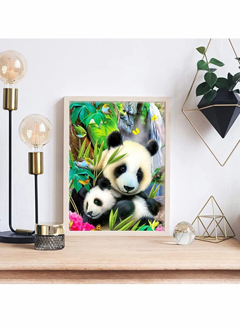 5D DIY Diamond Painting Kits for Kids Adults, Full Drill Crystal Diamond Dotz Gem Art Beads Paint Craft, for Beginner Children, Home Wall Decor, Holiday Gift (Cute Panda, 16 x12inch）