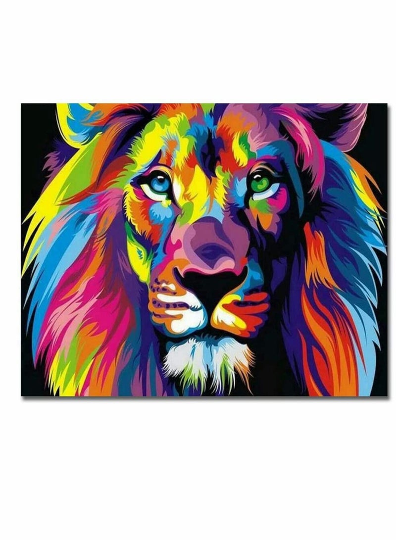 Paint By Numbers For Kids, Adult and Beginners  Diy Digital Large Living Room Bedroom Animal Coloring Decorative Paintings Pure Hand-Painted Oil Painting Color Lion Frameless 16 x 20 inch