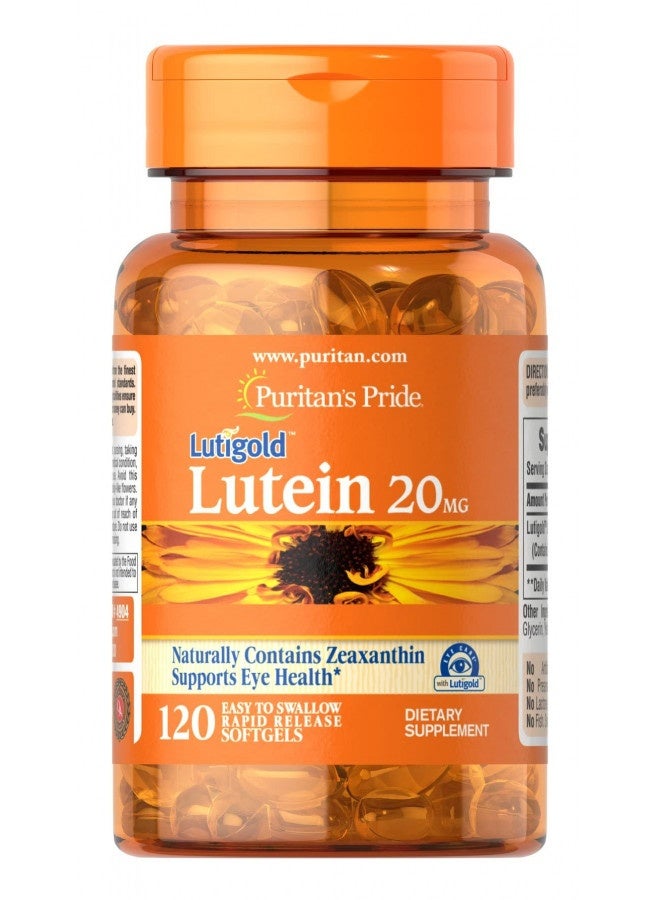 Puritan's Pride Lutein 20 mg with Zeaxanthin Softgels, Supports Eye Health, 120 Count