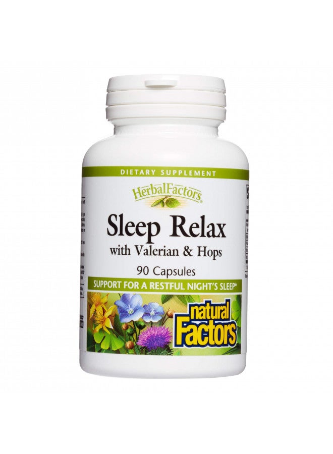 Herbal Factors Sleep Relax Formula by Natural Factors, Natural Sleep Aid with Valerian Root, Passion Flower and Skullcap, Non-GMO, 90 capsules (90 servings)