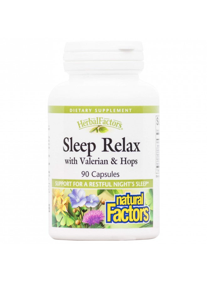 Herbal Factors Sleep Relax Formula by Natural Factors, Natural Sleep Aid with Valerian Root, Passion Flower and Skullcap, Non-GMO, 90 capsules (90 servings)