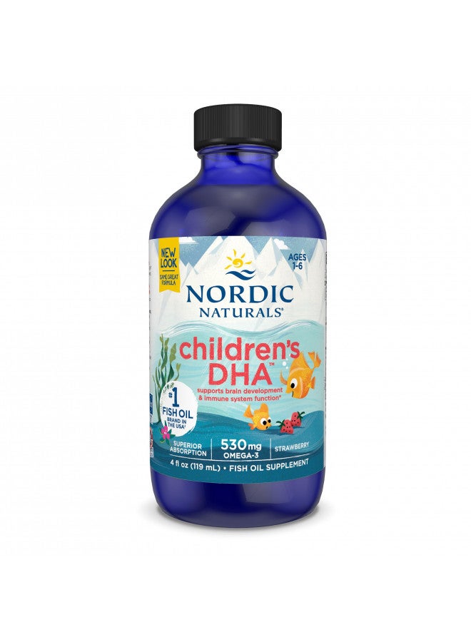 Nordic Naturals Childrens DHA, Strawberry - 4 oz for Kids- 530 mg Omega-3 with EPA & DHA - Brain Development & Function - Non-GMO - 48 Servings