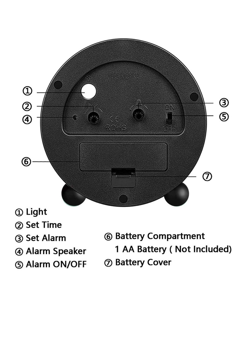 Alarm Clock, 4 inch Super Silent Non Ticking Small Clock with Night Light, Battery Operated, Simply Design, for Bedroom, Bedside, Desk