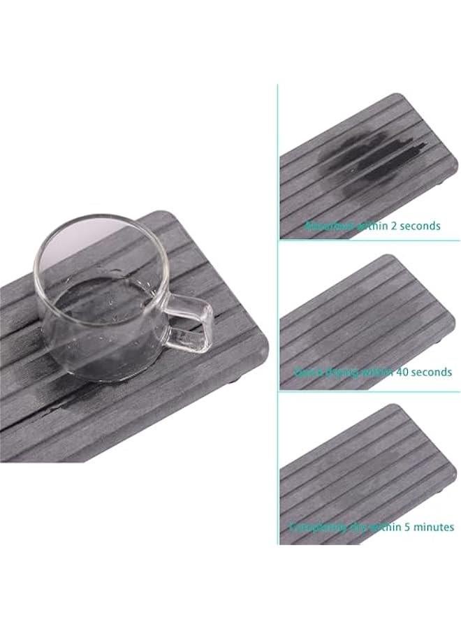 2 PCS Water Absorbent Diatomite Coasters with Grooves(12 x 4 inches), Water Absorbing Stone Used for Hand soap & Cups & Drinks Bottles & Plants and Cosmetic Bottles