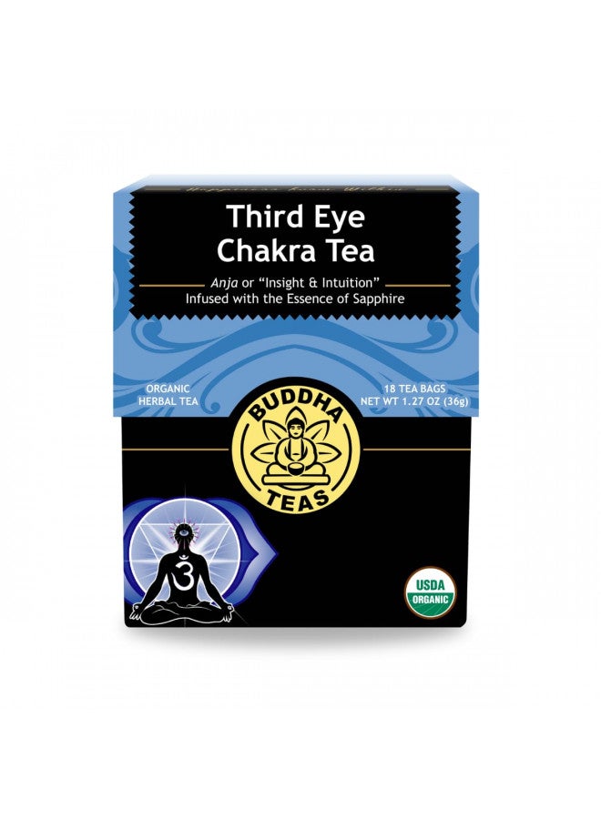 Buddha Teas - Third Eye Chakra Tea - Organic Herbal Tea - For Insight & Intuition - With Eyebright, Spearmint, Star Anise & Sapphire Essence - 100% Kosher & Non-GMO - 18 Tea Bags (Pack of 1)