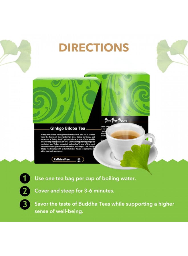 Buddha Teas - Ginkgo Biloba - Organic Herbal Tea - For Cognitive Balance & Overall Health - With Vitamin C - Energizing Blend - Caffeine Free - 100% Kosher & Non-GMO - 18 Tea Bags (Pack of 1)