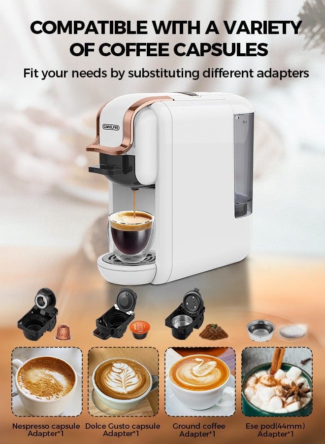 4 In 1 Capsule Coffee Machine Hot Cold Coffee Maker With Electric MIlk Frother Set White