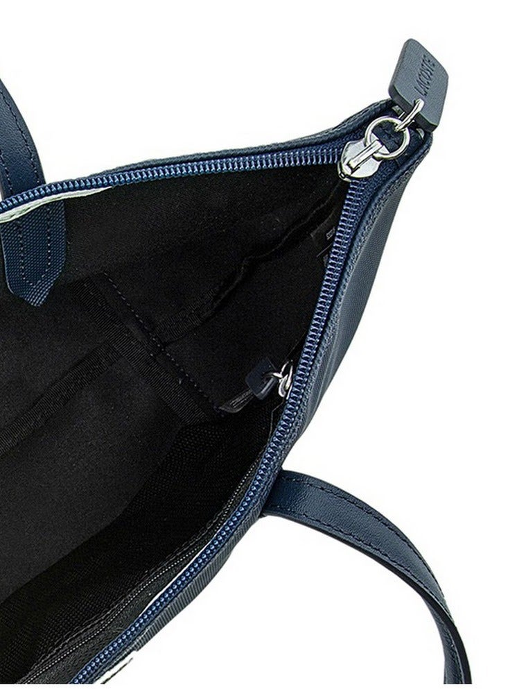 Women's L12.12 Concept Fashion Versatile Large Capacity Zipper Handbag Tote Bag Shoulder Bag Medium Dark Blue