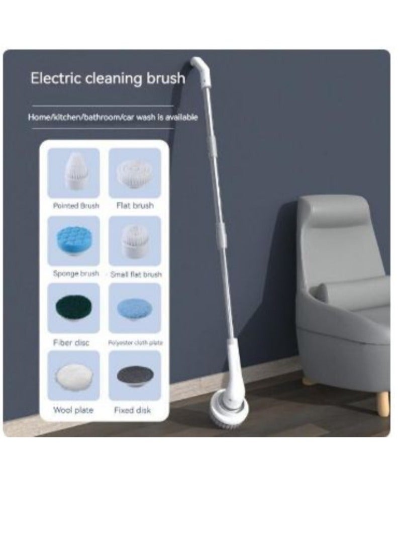 Electric Cleaning Scrubs 8-in-1 Multifunctional Electric Cleaning Brush - USB Charging Bathroom Wash Brush Kitchen Cleaning Tool Household Cleaning Brush (Gray)