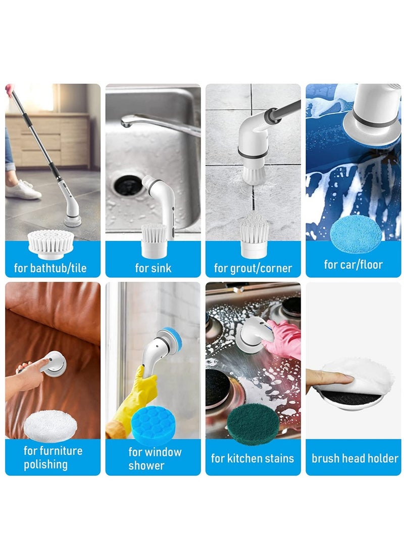 Electric Cleaning Scrubs 8-in-1 Multifunctional Electric Cleaning Brush - USB Charging Bathroom Wash Brush Kitchen Cleaning Tool Household Cleaning Brush