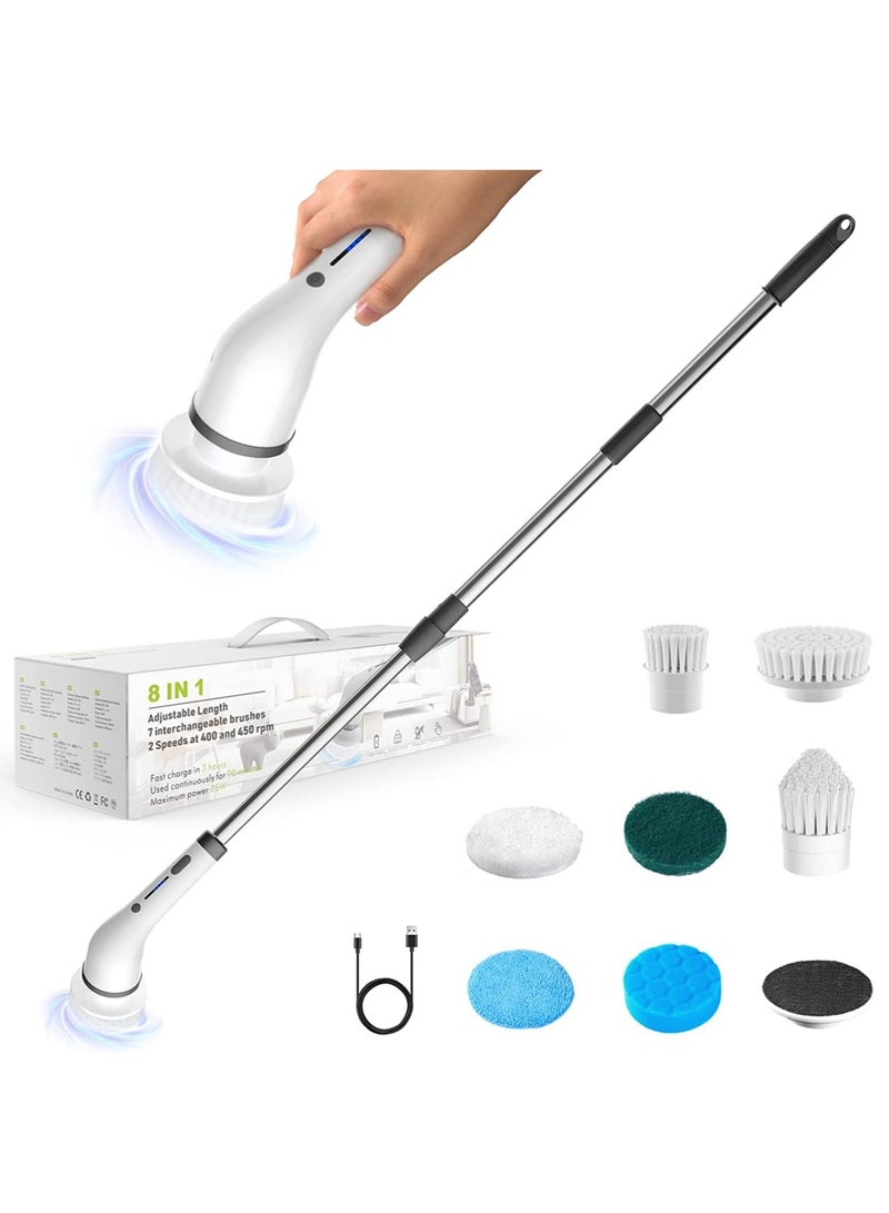 Electric Cleaning Scrubs 8-in-1 Multifunctional Electric Cleaning Brush - USB Charging Bathroom Wash Brush Kitchen Cleaning Tool Household Cleaning Brush