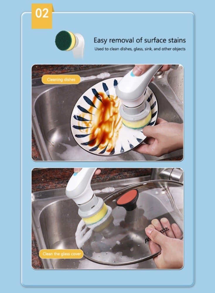 Multifunctional Electric Clean Brush 360 Degree Rotation Wireless Brush Comfortable Handle Home Appliances for House Stove Range , Electric Spin Scrubber