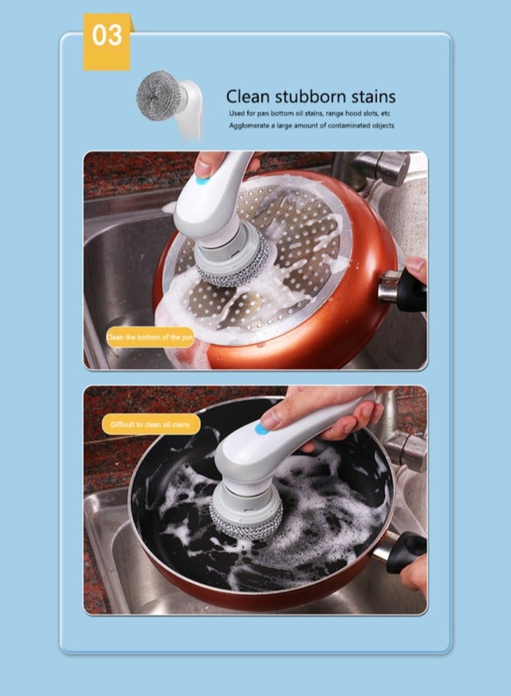 Multifunctional Electric Clean Brush 360 Degree Rotation Wireless Brush Comfortable Handle Home Appliances for House Stove Range , Electric Spin Scrubber