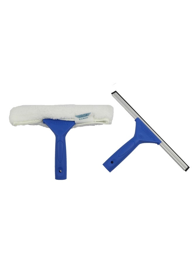 Ettore 17050 All-Purpose Window Cleaning Combo Kit Includes 12-Inch All-Purpose Squeegee  10-Inch All-Purpose Microfiber Washer And 42-Inch Rea-C-H Extension Pole  Blue