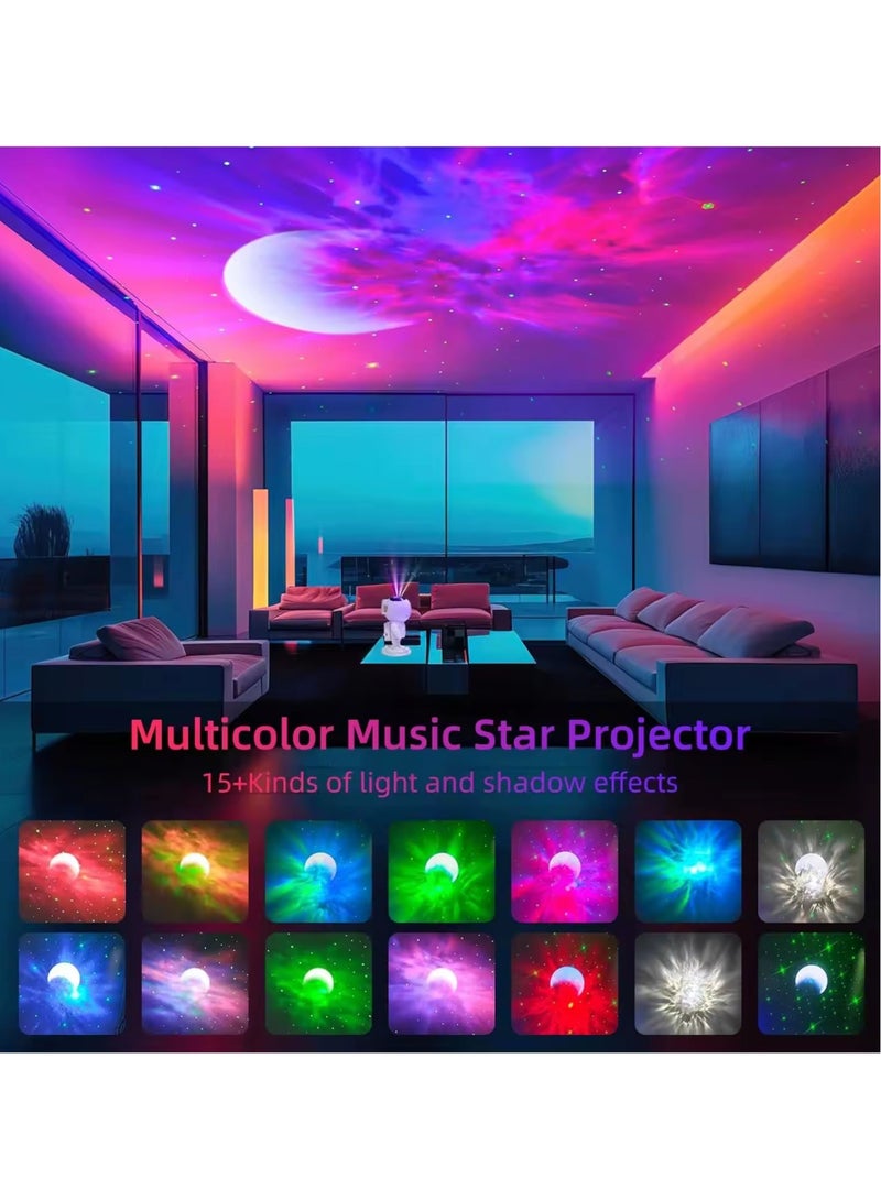 Astronaut Star Projector Galaxy Projector Light, Remote Control Spaceman Night Light with Timer with BT Music Speaker-White