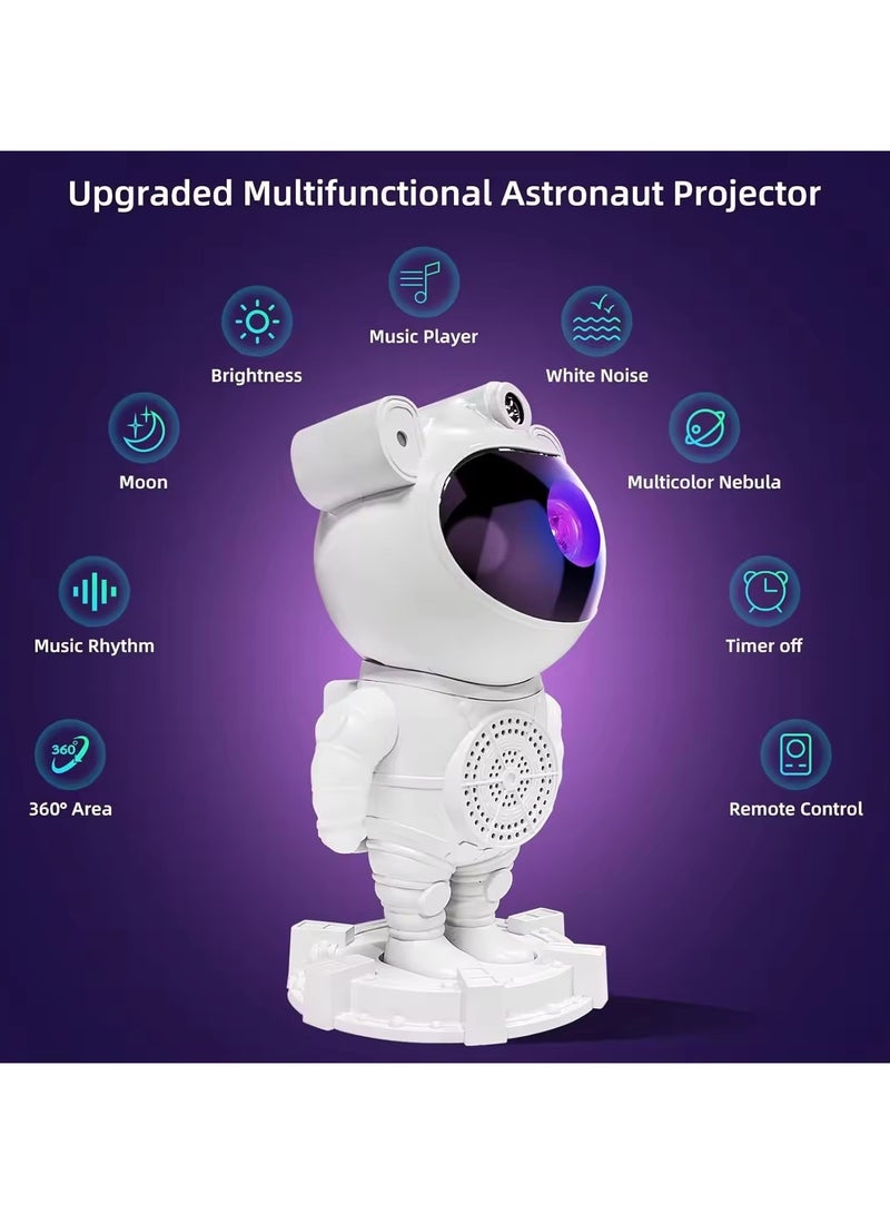 Astronaut Star Projector Galaxy Projector Light, Remote Control Spaceman Night Light with Timer with BT Music Speaker-White