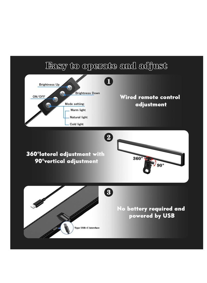 Laptop Video Conference Lighting with 9000K Brightness, Adjustable 10 Levels, 3 Light Modes for Streaming and Zoom Meetings