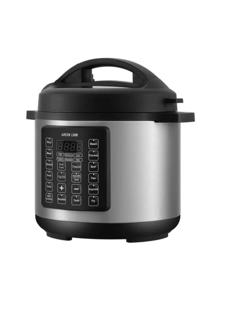 Green Lion 8L Electric Pressure Cooker, Auto Warm Function, 14 Cooking Modes, Digital Display, 24 Hour Preset Function - Black