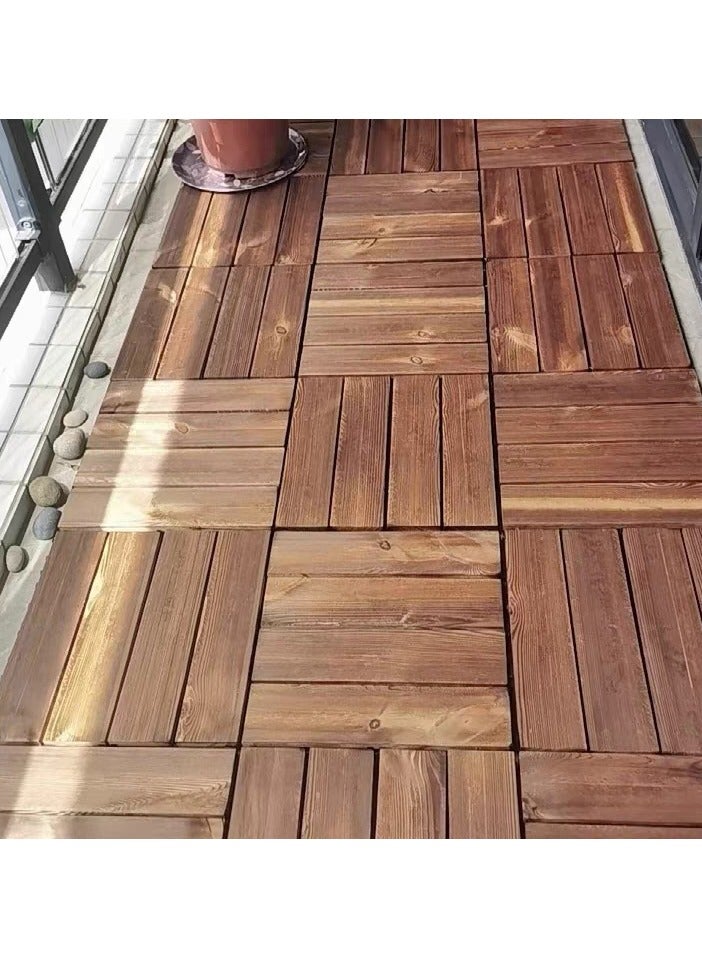 Set of 10pcs Wooden Decking Floor Tiles Hard Wood Floaring Deck Wooden Floor Tiles Decorative Interlocking Tiles Wooden Garden Tiles Flooring Deck For Indoor Outdoor