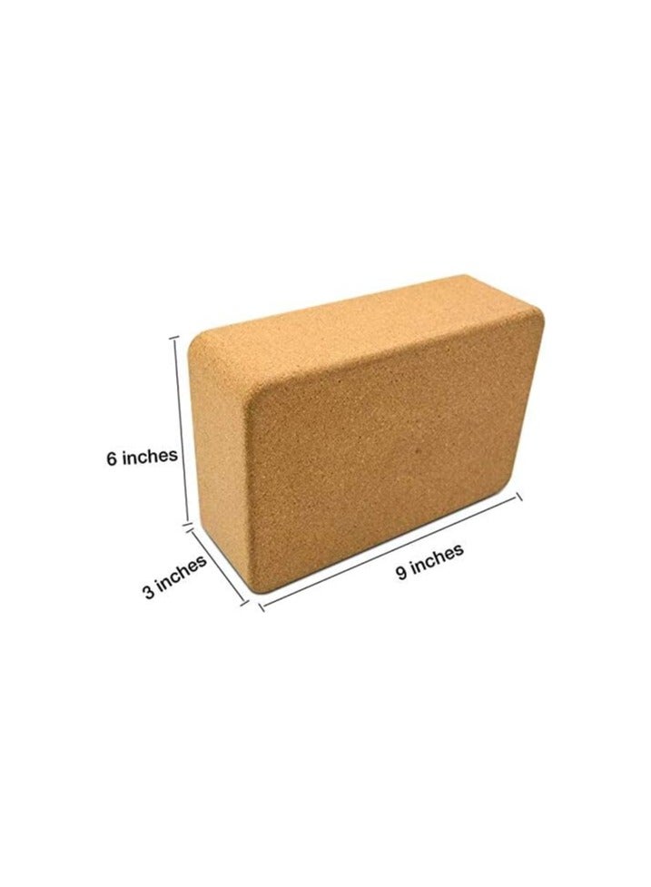 Cork Yoga Blocks, 2 Pack, 22.8x15.2x7.6cm, High Density Solid Natural Cork Yoga Brick with Comfortable Edge to Improve Balance, Strength and Flexibility