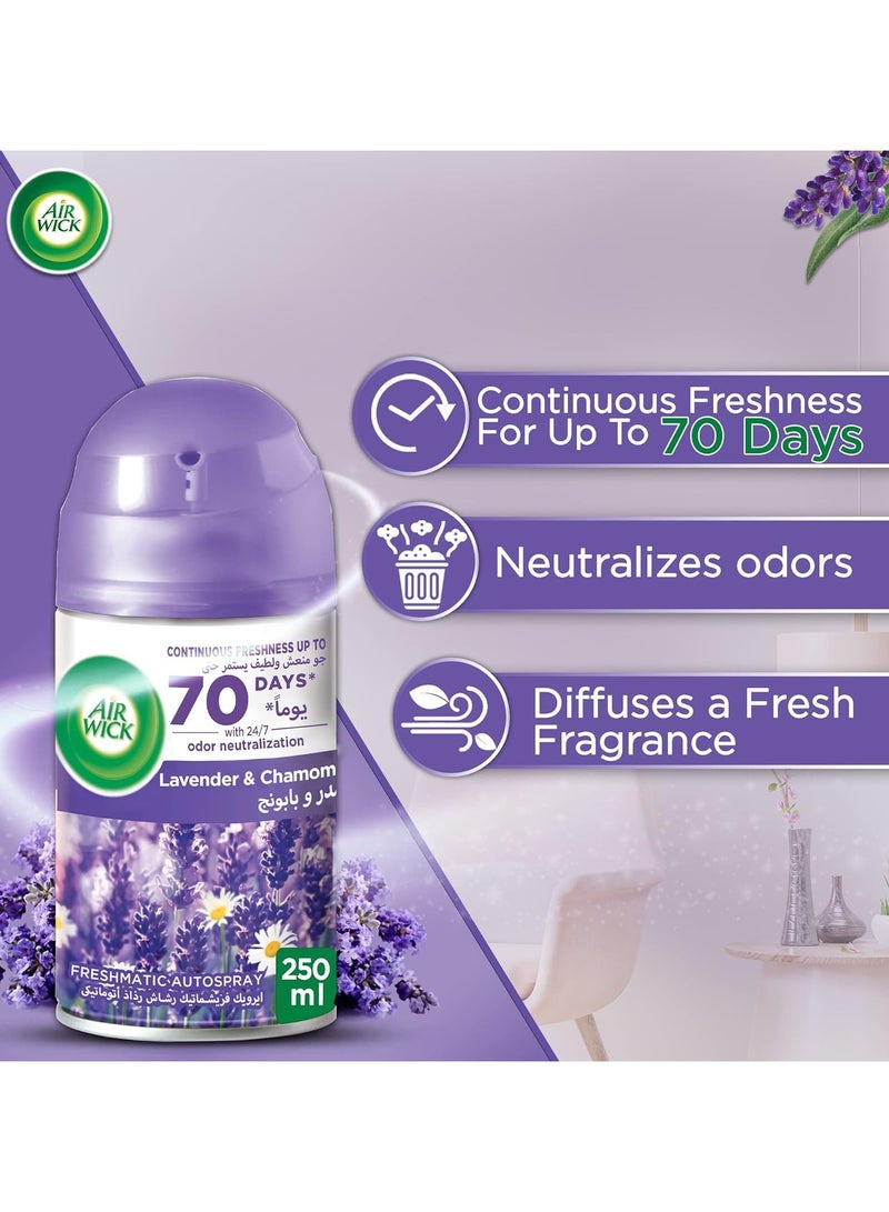 Air Freshener Freshmatic Auto Spray Lavender & Chamomile Gadget and Refill, Eliminates Bad Odour like Cat Litter Smell, 250 ml (Pack of 2)