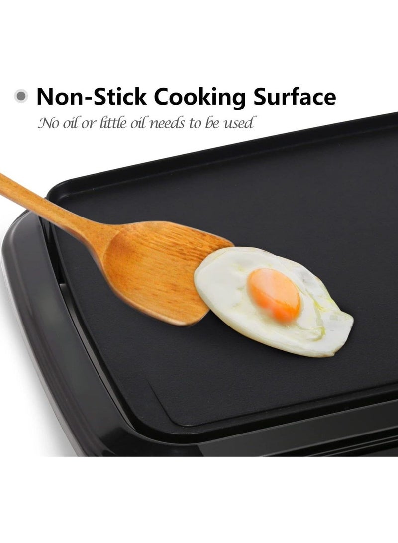 Electric Griddle With Flat Non-Stick Cooking Surface Adjustable Thermostat Essential Indoor Grill For Instant Breakfast Pancakes Burgers Eggs