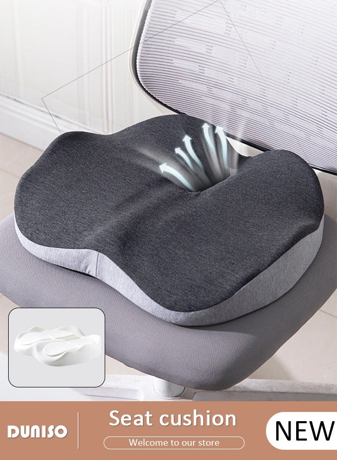 Memory Foam Seat Cushion for Long Sitting, Chair Cushion for Sciatica and Lower Back Pain Relief, Comfortable Coccyx Cushion for Home Office Chair Pad, Car Seat, Wheelchair