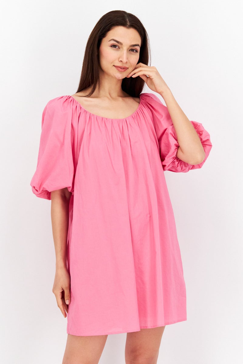 Women Plain Mini Dress, Pink