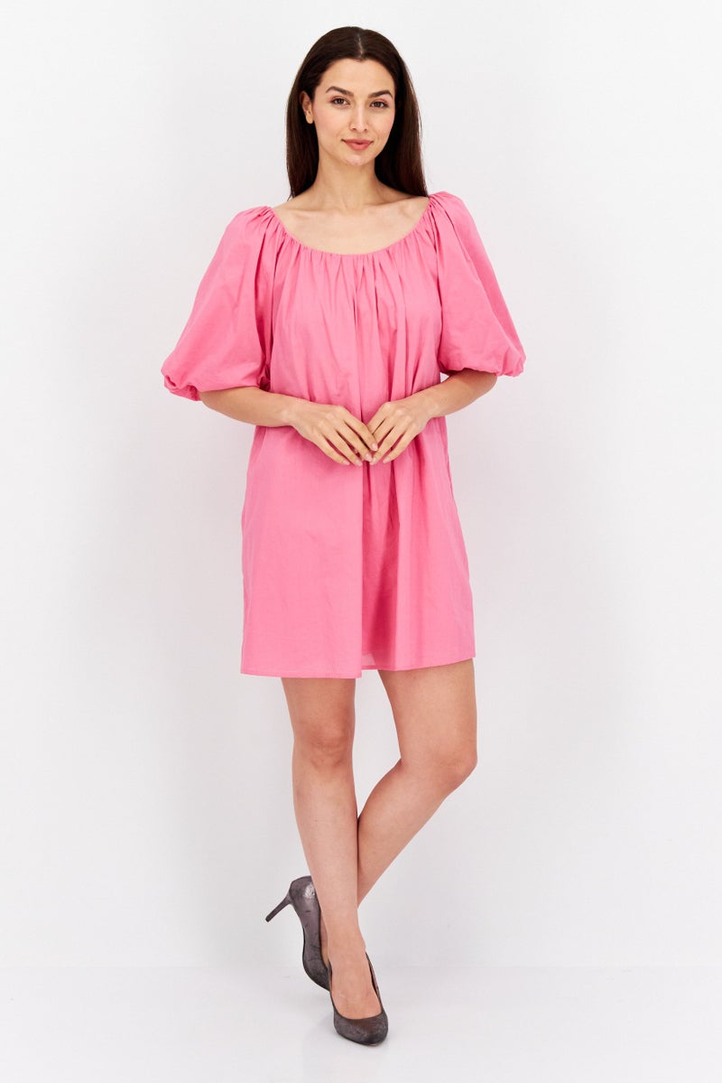 Women Plain Mini Dress, Pink