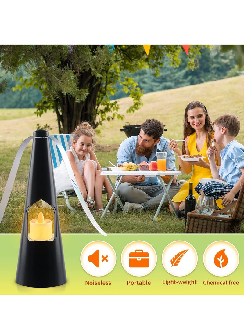 Fly Fans for Tables Fans for Outdoor Table and Tabletop Fans with LED Tea Lights for Decorations Lightweight Odor Free Fly Repellent Fan Keep Flies Away from Your Food Enjoy Outdoor Meal Black