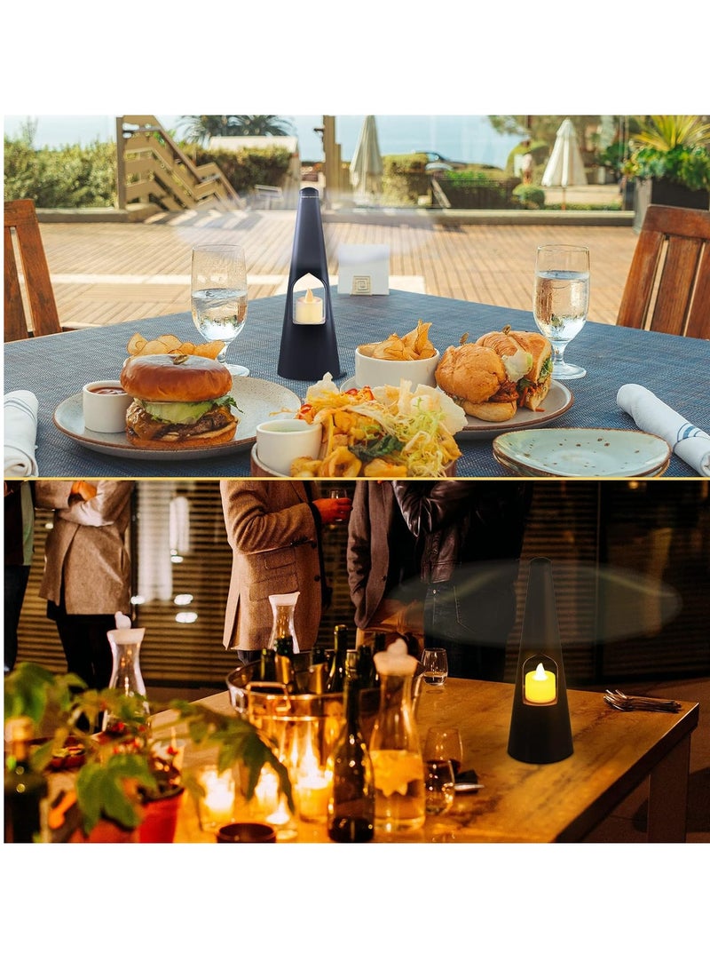 Fly Fans for Tables Fans for Outdoor Table and Tabletop Fans with LED Tea Lights for Decorations Lightweight Odor Free Fly Repellent Fan Keep Flies Away from Your Food Enjoy Outdoor Meal Black