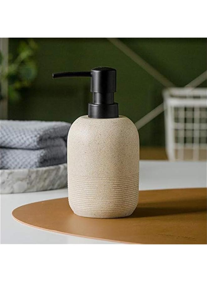 2pcs/Set Beige Hand Soap Dispenser Sets,Resin Liquid Soap Dispenser for Bathroom Countertop,Dish Wash Soap Dispenser for Kitchen-10.6oz.