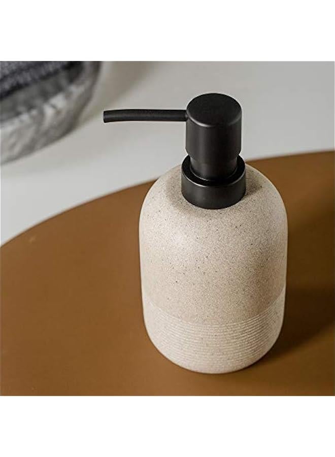 2pcs/Set Beige Hand Soap Dispenser Sets,Resin Liquid Soap Dispenser for Bathroom Countertop,Dish Wash Soap Dispenser for Kitchen-10.6oz.