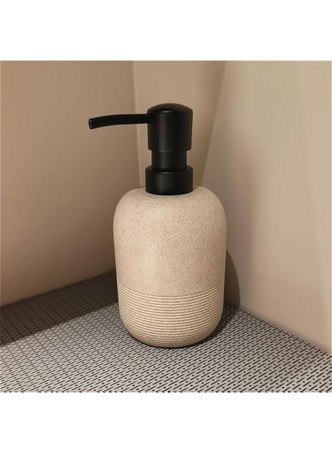 2pcs/Set Beige Hand Soap Dispenser Sets,Resin Liquid Soap Dispenser for Bathroom Countertop,Dish Wash Soap Dispenser for Kitchen-10.6oz.