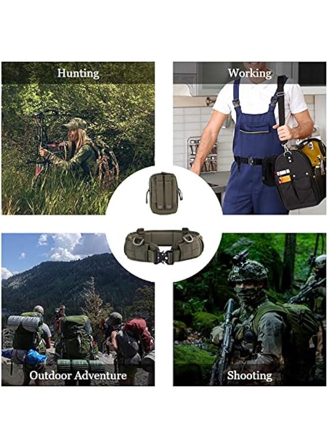 Tactical Battle Belt,MOLLE Belt,Tactical Belt Bag,Multifunctional Tactical Belt,Suitable for Rock Climbing,Hunting,Military,Shooting,Hiking(Army Green)