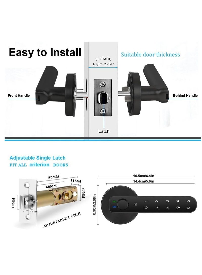 Smart Fingerprint Door Lock - Biometric Door Knob with Passcode Keypad | Keyless Entry Door Handle | App-Controlled | Ideal for Home, Hotel, Office, Apartment