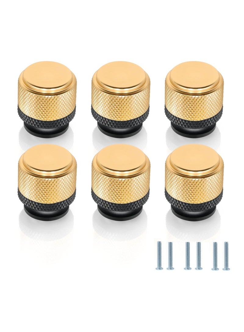 12 Pack Knurled Cabinet Knobs, Kitchen Cabinet Knobs, Modern Decorative Drawer Knobs, Modern Dresser Knobs Knurled Cabinet Hardware - 1 Inchfor Kitchen Bedroom Cupboard, Black & Gold