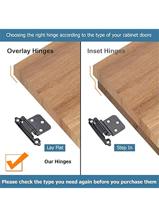 12 PCS Black Cabinet Door Hinges, 1/2 Overlay Kitchen Self Closing Hinges Hardware Replacement(6 Pairs)