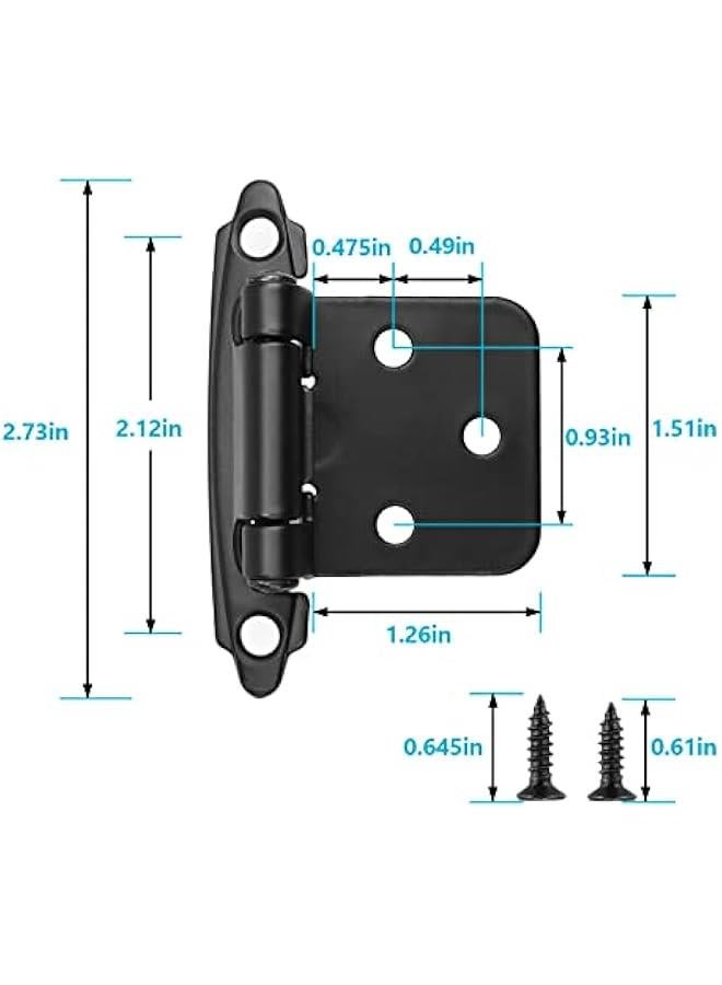 12 PCS Black Cabinet Door Hinges, 1/2 Overlay Kitchen Self Closing Hinges Hardware Replacement(6 Pairs)
