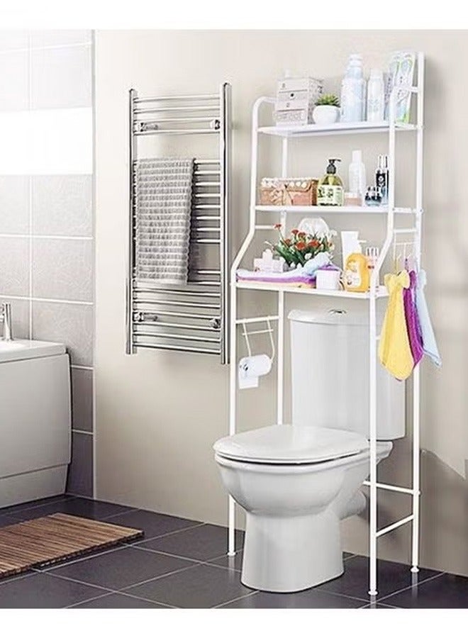 3-Shelf Bathroom Over The Toilet Rack，The Toilet Bathroom Space Saver White 65*25*155cm